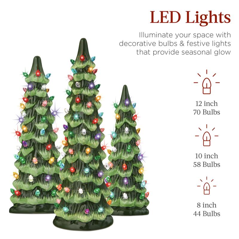 Hand-Crafted Ceramic LED Tabletop Christmas Trees