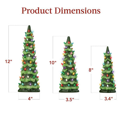 Hand-Crafted Ceramic LED Tabletop Christmas Trees